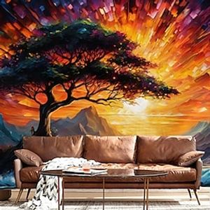 Landscape Wallpaper Mural Psychedelic Forest Wall Covering Sticker Peel and Stick Removable PVC/Vinyl Material Self Adhesive/Adhesive Required Wall Decor for Living Room Kitchen Bathroom miniinthebox