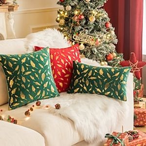 Christmas Soft Plush 1PC Decorative Toss Pillows Golden Feather Xmas Throw Pillow Covers Soft Pillowcase for Bedroom Livingroom Sofa Couch Chair Bench miniinthebox