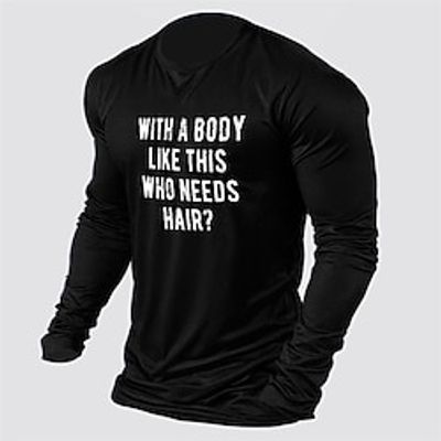 Letter Black Dark Blue T shirt Tee Men's Graphic Cotton Shirt Vintage Basic Shirt Long Sleeve Comfortable Tee Sports Outdoor Holiday Spring Fall Fashion Designer Clothing S M L XL XXL Lightinthebox