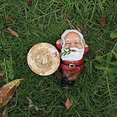 Gnome Garden Statue - Gnome Figure Made of Resin, Gnome Straw Hat, Dwarf Decoration, Funny Gnomes Ornaments, for Patio, Yard, Lawn, Porch Ornament Christmas Decor Xmas Gift miniinthebox