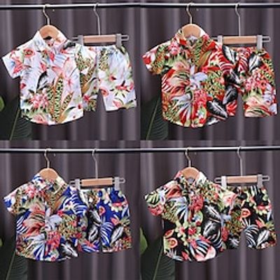 Children's Floral Shirt Set For Boys Aged 0-4, Full Print Short Sleeved T-Shirt Two-Piece Set, Children's Clothing Lightinthebox Children's Floral Shirt Set For Boys Aged 0-4, Full Print Short Sleeved T-Shirt Two-Piece Set, Children's Clothing Lightinthebox
