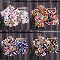 Children's Floral Shirt Set For Boys Aged 0-4, Full Print Short Sleeved T-Shirt Two-Piece Set,  Children's Clothing Lightinthebox