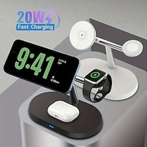 15w Magnetic Smart Watch Charger Fast Charging Station Folding Wireless Charger Stand For IPhone For Airpods And For IWatch 8/7/6/5/4/3/2/se Wireless Charging miniinthebox