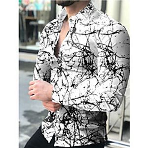 Men's Shirt Crack Collar Street Casual Button-Down Print Long Sleeve Tops Casual Fashion Comfortable White / Spring / Summer miniinthebox