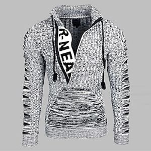 Men's Sweater Pullover Sweater Jumper Knit Knitted Abstract V Neck Stylish Vintage Style Daily Wear Clothing Apparel Winter Fall Black Brown M L XL miniinthebox