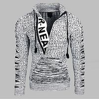Men's Sweater Pullover Sweater Jumper Knit Knitted Abstract V Neck Stylish Vintage Style Daily Wear Clothing Apparel Winter Fall Black Brown M L XL miniinthebox - thumbnail