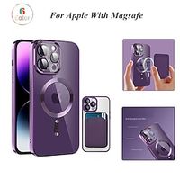 Phone Case For Apple Back Cover Clear Case With Magsafe iPhone 14 Pro Max 14 Plus 13 12 11 Pro Max Mini SE Bumper Frame Magnetic Support Wireless Charging Transparent Solid Colored TPU PC PU Leather Lightinthebox - thumbnail