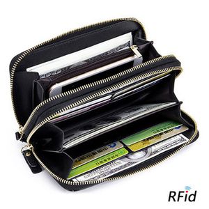 RFID Genuine Leather High Capacity Long Wallet