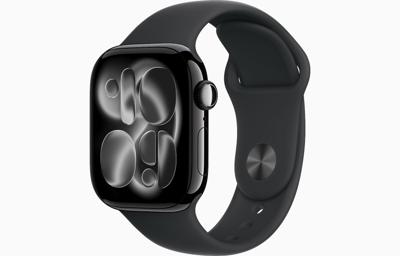Apple Watch Series 11, GPS, 42mm, Jet Black Aluminum Case with Black Sport Band - S/M