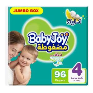 BabyJoy Compressed Diamond Diaper Pad Size 4, 10-18 kg - 96 Pieces