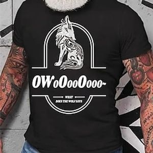 Men's T shirt Hot Stamping Graphic Wolf Crew Neck Street Casual Print Short Sleeve Tops Basic Fashion Classic Comfortable White Black Lightinthebox