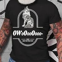 Men's T shirt Hot Stamping Graphic Wolf Crew Neck Street Casual Print Short Sleeve Tops Basic Fashion Classic Comfortable White Black Lightinthebox - thumbnail