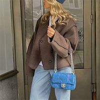 Women's Casual Jacket Party Button Solid Color Windproof Fashion Regular Fit Outerwear Long Sleeve Fall Brown S Lightinthebox - thumbnail