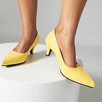 Women's Heels White Shoes Daily Kitten Heel Closed Toe Minimalism PU Loafer Black White Yellow Lightinthebox - thumbnail