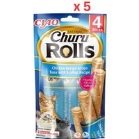Inaba Churu Chicken Recipe Wraps Tuna With Scallop Recipe 40G/4 Sticks Per Pack (Pack of 5)
