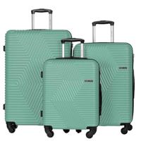 PARA JOHN Travel in Style: Sleek ABS 3-Piece Luggage Set (20"/24"/28") - OIL GREEN