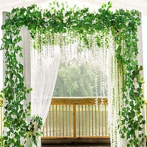 12 Pack Artificial Plants Simulation Rattan Green Plant Wall Hanging Ivy,Fake Flowers For Wedding Arch Garden Wall Home Party Hotel Office Arrangement Decoration miniinthebox