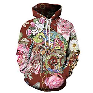 Men's Unisex Pullover Hoodie Sweatshirt Graphic Prints Animal Print Casual Daily Holiday 3D Print Basic Designer Hoodies Sweatshirts  Wine Red Lightinthebox