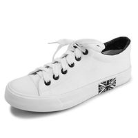 Men Canvas Union Jack Lace Up Pure Color Flat Casual Shoes