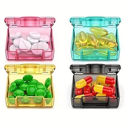 4pcs Small Pill Boxes, Mini Transparent Plastic Storage Box, Convenient To Carry Pill Storage Box, Compact  Convenient For Travel Lightinthebox