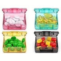 4pcs Small Pill Boxes, Mini Transparent Plastic Storage Box, Convenient To Carry Pill Storage Box, Compact  Convenient For Travel Lightinthebox - thumbnail