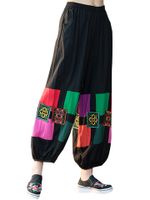 Geometric Embroidered Patchwork Women Pants