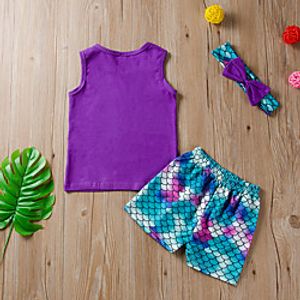 Baby Girls' Active Print Print Sleeveless Regular Clothing Set Purple miniinthebox