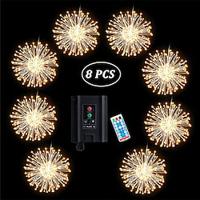 8pcs Solar Starburst Lights Outdoor Fireworks with Remote Control Total 800LEDs Copper Wire Fairy Twinkle String Lights 8 Modes Waterproof Lights for Christmas Birthday Bedroom Corridor Patio Wedding Lightinthebox