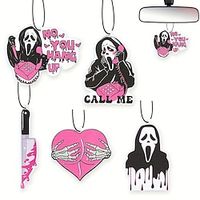 Cute Car Air Fresheners,Pink Ghost Face Hanging Air Freshener For Car Scent Decor,Halloween Scream Car Interior Accessories,Automotive Car Halloween Decorations Lightinthebox - thumbnail