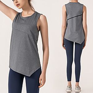 Women's Tank Top Tee  T-shirt Asymmetric Hem Crew Neck Solid Color Sport Athleisure Top Sleeveless Quick Dry Breathable Soft Comfortable Exercise  Fitness Running Everyday Use Casual Daily Outdoor Lightinthebox