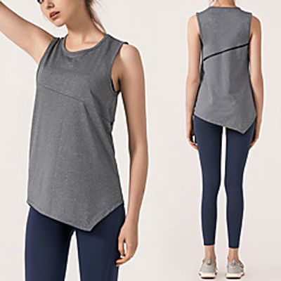 Women's Tank Top Tee  T-shirt Asymmetric Hem Crew Neck Solid Color Sport Athleisure Top Sleeveless Quick Dry Breathable Soft Comfortable Exercise  Fitness Running Everyday Use Casual Daily Outdoor Lightinthebox