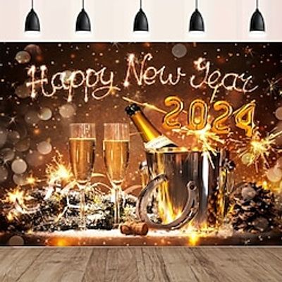 2024 Happy New Year Wall Art Canvas Happy New Year Decoration Prints and Posters Pictures Decorative Fabric Painting For Home Decoration Pictures No Frame Lightinthebox