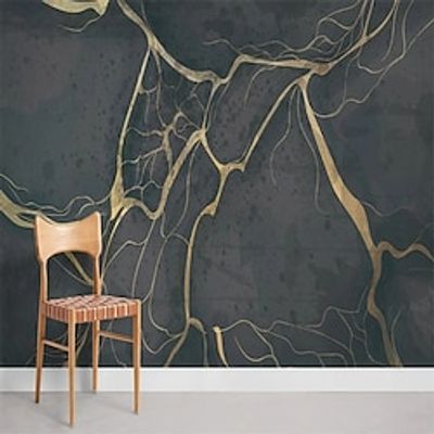 Abstract Marble Wallpaper Mural Black Gold Marble Wall Covering Sticker Peel and Stick Removable PVC/Vinyl Material Self Adhesive/Adhesive Required Wall Decor for Living Room Kitchen Bathroom miniinthebox