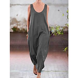 european and american cross-border foreign trade simple solid color all-match jumpsuit Lightinthebox