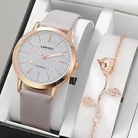 Woman's Quartz Watch Round Rhinestones Shockproof Wristwatch 1Pcs Watch  1Pcs Bracelet Valentines Gift For Her Woman Girls miniinthebox - thumbnail
