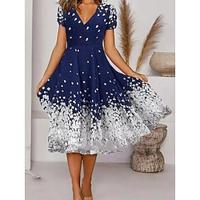 Women's Casual Dress Swing Dress Floral Print V Neck Midi Dress Streetwear A Line Street Holiday Short Sleeve Summer Lightinthebox