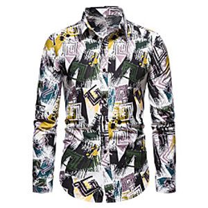 Men's Shirt Graphic Long Sleeve Casual Tops Simple Blue Green Lightinthebox