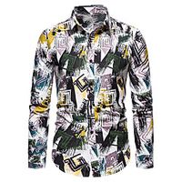 Men's Shirt Graphic Long Sleeve Casual Tops Simple Blue Green Lightinthebox - thumbnail