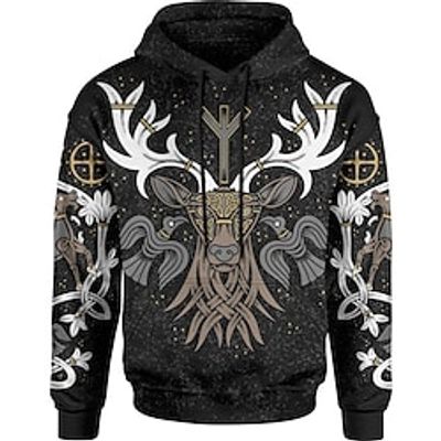 Men's Unisex Pullover Hoodie Sweatshirt Graphic Prints Animal Print Sports  Outdoor Daily Sports 3D Print Basic Casual Hoodies Sweatshirts  Black Lightinthebox