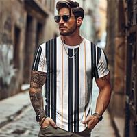 DopamineHoliday X Kris Lee Men's Stripe Printed T Shirt Crew Neck Short Sleeve Tee Lightinthebox