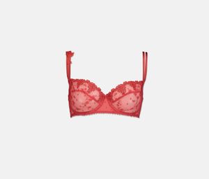Womens Half Cup Balconnet Underwire Bra  Red
