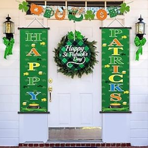 1pc Happy Patricks Poster with Hangers Courtyard Wall Art Canvas Posters Art For Home Living Room Decoration Wall Art Decor Lightinthebox
