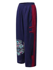 Embroidery Stitching Color Lantern Pant