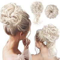 Messy Bun Hair Piece 2 Styles Classic Tousled Updo Elastic Hair Bun Scrunchies Fake Hair Bun Donut Ponytail Extensions Messy Hair Bun Accessories for Women - Platinum Blonde Lightinthebox