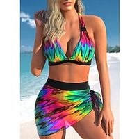 Women's Swimwear Bikini 2 Piece Normal Swimsuit 2 Piece Printing Tie Dye Green Bathing Suits Sports Beach Wear Holiday Lightinthebox - thumbnail