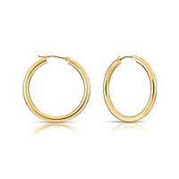 14k yellow gold classic shiny polished round hoop earrings, 3mm tube (35mm (1.4 inch)) Lightinthebox - thumbnail