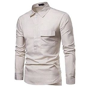 Men's Shirt Plaid Turndown Casual Daily Button-Down Long Sleeve Tops Casual Fashion Breathable Comfortable Khaki miniinthebox