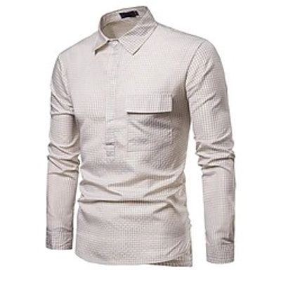 Men's Shirt Plaid Turndown Casual Daily Button-Down Long Sleeve Tops Casual Fashion Breathable Comfortable Khaki miniinthebox