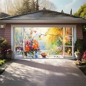Painting Floral Landscape Outdoor Garage Door Cover Banner Beautiful Large Backdrop Decoration for Outdoor Garage Door Home Wall Decorations Event Party Parade Lightinthebox