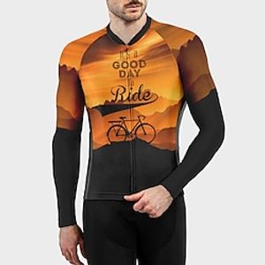 21Grams Men's Cycling Jersey Long Sleeve Bike Top with 3 Rear Pockets Mountain Bike MTB Road Bike Cycling Breathable Quick Dry Moisture Wicking Reflective Strips Green Purple Yellow 3D Polyester Lightinthebox